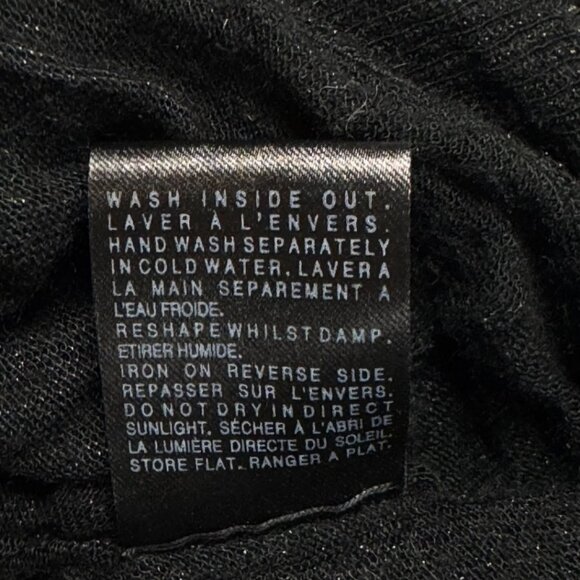 All Saints Black Cardigan SZ M Crinkle Metallic Goth Contemporary Minimalist - Picture 12 of 14